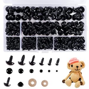 260pcs plastic safety eyes and noses with washers, craft doll eyes, black safety eyes for amigurumi, puppet, plush animal and teddy bear