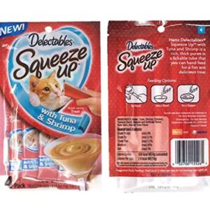 Delectables Squeeze Up Hartz Cat Treats Variety 6 Pouch Bundle of 3 Flavors; 2 Pouches of Each (Tuna, Chicken, Tuna & Shrimp; 2.0 oz Each)