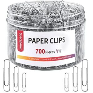 paper clips,700 pcs sliver paper clips assorted sizes with small,medium &jumbo, large paperclips for office school hospital document organizing daily diy use