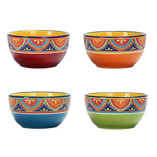 Bico Tunisian 26oz Ceramic Cereal Bowls Set of 4, for Pasta, Salad, Cereal, Soup & Microwave & Dishwasher Safe