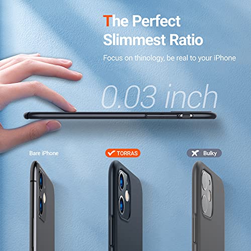 TORRAS Slim Fit iPhone 11 Case 6.1 inch, Hard Plastic PC Ultra-Thin Phone Cover Case with Matte Finish Coating Grip for iPhone 11 Phone Case, Space Black