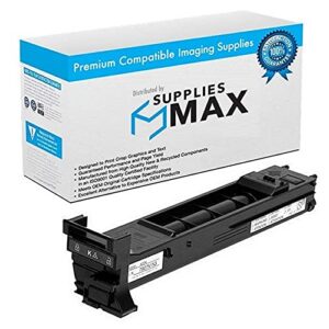 suppliesmax compatible replacement for konica minolta magicolor 4650dn/4650en/4690mf/4695mf black toner cartridge (8000 page yield) (a0dk152)