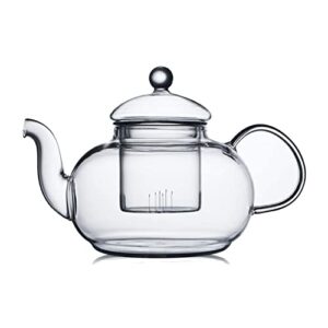cnglass 33.8oz glass teapot with removable infuser,stovetop safe tea kettle,blooming & loose leaf tea pot