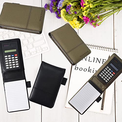 Lemical Mini Memo Pad with Calculator A7 Pocket Notepad Holder Set with 80 Lined Sheets PU Leather Cover Journal Notebook Working Small Notebook for Office Working Study