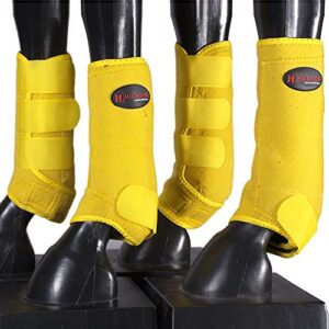 HILASON Horse Front Rear Leg Protection Sports Boot 4 Pack Yellow | Horse Leg Boots | Splint Boots for Horses | Horse Jumping Boots| Professional Choice Horse Boots