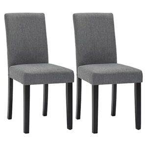 gotminsi upholstered dining chairs with solid wooden legs, modern stylish fabric padded parsons chairs set of 2 (gray)