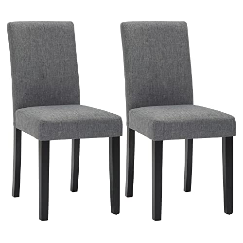 GOTMINSI Upholstered Dining Chairs with Solid Wooden Legs, Modern Stylish Fabric Padded Parsons Chairs Set of 2 (Gray)