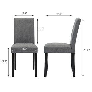 GOTMINSI Upholstered Dining Chairs with Solid Wooden Legs, Modern Stylish Fabric Padded Parsons Chairs Set of 2 (Gray)