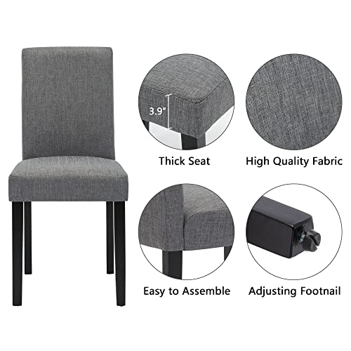 GOTMINSI Upholstered Dining Chairs with Solid Wooden Legs, Modern Stylish Fabric Padded Parsons Chairs Set of 2 (Gray)
