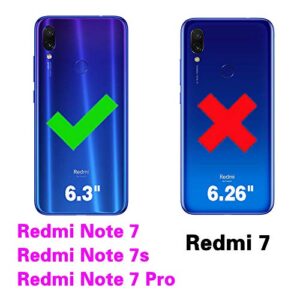 Asuwish Compatible with Xiaomi Redmi Note 7/7Pro Wallet Case and Tempered Glass Screen Protector Flip Cover Credit Card Holder Stand Cell Accessories Phone Case for Redme Note7 Pro 7s Women Men Purple