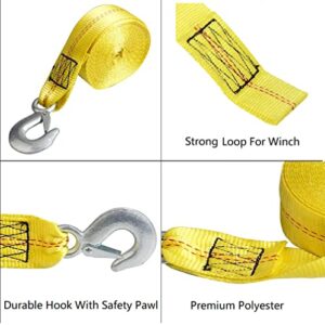 CarBole Trailer Winch Strap with Hook 2" x 20' Breaking Strength 10000 lb Heavy Duty Winch Strap Replacement for Large Boat,Jet Ski,Wave Runner