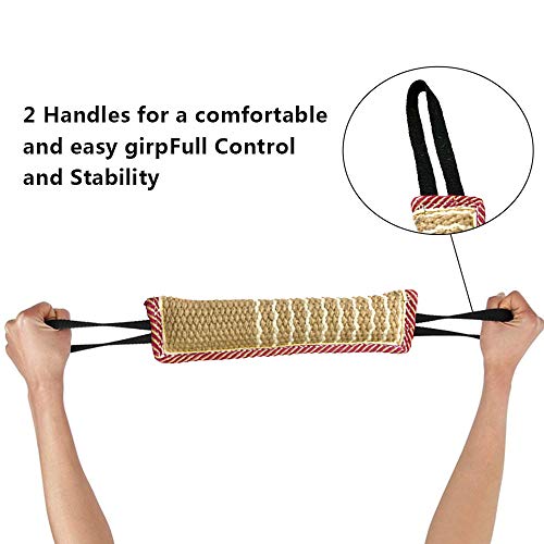 Dog Tug Toy, Dog Bite Jute Pillow Pull Toy with 2 Strong Handles, Perfect for Tug of War, Puppy Training Interactive Play, Durable Bite Training Toys for Medium to Large Dogs (Black)