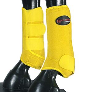hilason l m s horse hind leg ultimate sports boots pair yellow | horse leg boots | splint boots for horses | horse jumping boots| professional choice horse boots