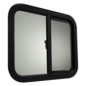 recpro rv window | teardrop horizontal slide | rv window replacement | camper window | tempered tinted glass | rv window with screen (24" w x 20" h, with trim kit)