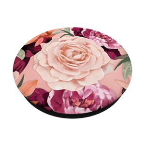 Floral - Pink Rose Purple Flowers Print Design PopSockets PopGrip: Swappable Grip for Phones & Tablets