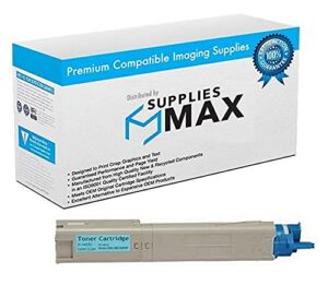 suppliesmax compatible replacement for okidata c3300n/c3400n/c3450/c3600n cyan toner cartridge (2500 page yield) (43459403)
