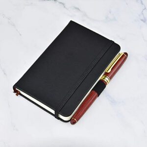 2-Pack Pocket Notebook Pocket Size 3.5" x 5.5" Hardcover Bound Journal Blank Paper Mini Notepad with Pen Holder Inner Pocket Black Leather Bound for Journal Sketchbook Composition Notebook