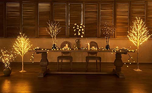 LITBLOOM Lighted Brown Willow Branches 30IN 150 LED Plug in with Timer and Dimmer Tree Branch Lights with Warm White Lights for Holiday Christmas Home Decoration