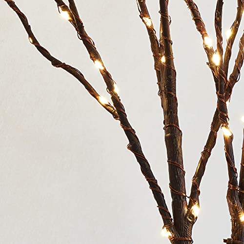 LITBLOOM Lighted Brown Willow Branches 30IN 150 LED Plug in with Timer and Dimmer Tree Branch Lights with Warm White Lights for Holiday Christmas Home Decoration