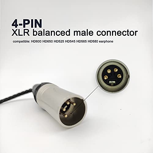 Balanced XLR 4Pin Cable for HD545 HD565 HD580 HD650 HD600 HiFi Cable Made with an Improved 100-strand Soft Teflon Coated Silver Plated Copper Wire 1.8m/5.9ft