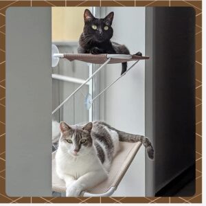 All Around 360° Sunbath and Lower Support Safety Iron Cat Window Perch, Cat Hammock Window Seat for Any Cats (L, Grey)