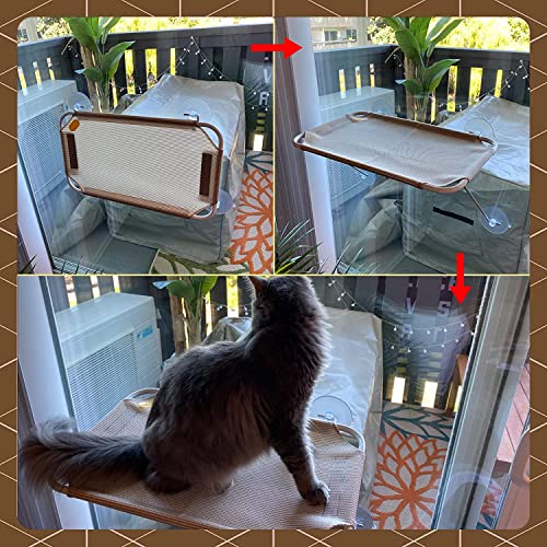 All Around 360° Sunbath and Lower Support Safety Iron Cat Window Perch, Cat Hammock Window Seat for Any Cats (L, Grey)