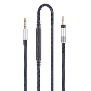 audio replacement cable compatible with audio technica ath-m50x, ath-m40x, ath-m70x headphones, audio cord with in-line microphone and remote volume control compatible with iphone ipod ipad apple