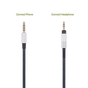 Audio Replacement Cable Compatible with Audio Technica ATH-M50x, ATH-M40x, ATH-M70x Headphones, Audio Cord with in-Line Microphone and Remote Volume Control Compatible with iPhone iPod ipad Apple