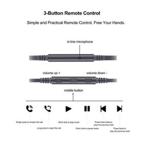 Audio Replacement Cable Compatible with Audio Technica ATH-M50x, ATH-M40x, ATH-M70x Headphones, Audio Cord with in-Line Microphone and Remote Volume Control Compatible with iPhone iPod ipad Apple