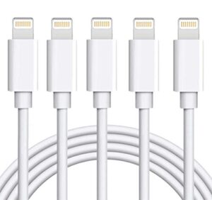 iphone charger cable 5 pack 6ft usb fast charging syncing cord cables compatible iphone 14/13/12/11/xs/max/xr/x/8/8plus/7/7p/6s/ipad/ios white sharllen