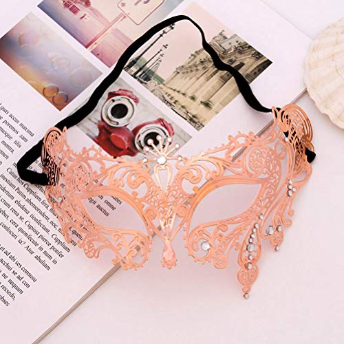 Toyvian Masquerade Mask Metal Lace Mask with diamond for Dance Party for Girls Women Party Supplies