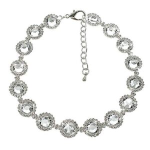 dogs kingdom pet dog cat crystal collar bling rhinestones party princess necklace adjustable necklace accessories,white,s:8-10" neck