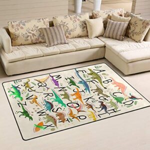 linomo area rug cute dinosaur alphabet floor rugs doormat living room home decor, carpets area mats for kids boys girls bedroom 60 x 39 inches