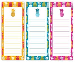 guajolote prints funny magnetic grocery list, pineapples 3-pack, novelty gift, 4.25 x 7.5 inch