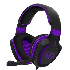 anivia gaming headset bass surround sound stereo ps4 ps5 headset with microphone volume control noise canceling mic over-ear headphones compatible for ps4 xbox one laptop pc mac purple