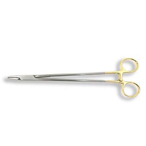 Cynamed TC Mayo Hegar Needle/Suture Holder Driver with Tungsten Carbide Inserts and Gold Rings - Premium Grade Instrument (10 in.)