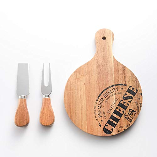 Mini Small Cheese Board and Knife Set, Charcuterie Platter & Serving Tray for Wine, Crackers, Brie and Meat for Home,Picnic,Restaurant, Cafe Use (Round Board)