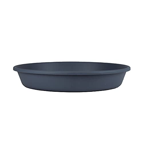 The HC Companies 8 Inch Round Plastic Classic Plant Saucer - Indoor Outdoor Plant Trays for Pots - 8.5"x8.5"x1.5" Slate Blue