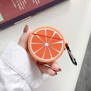 UR Sunshine Case Compatible with AirPods 1/2, Super Cute Creative Fruit Lemon Shape Case, Soft Silicone Cover Earphone Protection Skin for AirPods1&2-Orange