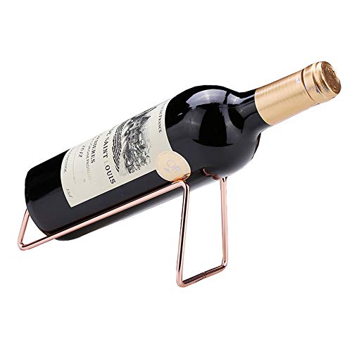 CdyBox Creative Metal Red Wine Rack Single Wine Bottle Holder Rack Display for Home Living Room Wine Rack (Rose-Gold)