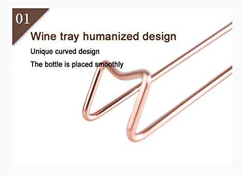 CdyBox Creative Metal Red Wine Rack Single Wine Bottle Holder Rack Display for Home Living Room Wine Rack (Rose-Gold)