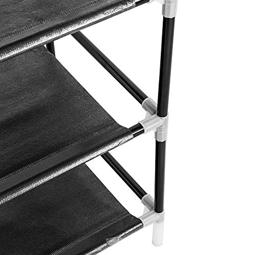 Knocbel 6 Tiers Shoe Rack Dustproof & Water-Resistant Non-Woven Fabric Closet Storage Cabinet Organizer, 44" x 11 1/8" x 43 1/4" (Black)