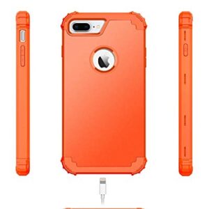 BENTOBEN Case for iPhone 8 Plus, iPhone 7 Plus Case, 3 in 1 Hybrid Hard Plastic Soft Rubber Heavy Duty Rugged Bumper Shockproof Full-Body Protective Phone Cover for iPhone 8 Plus/7 Plus, Coral Orange