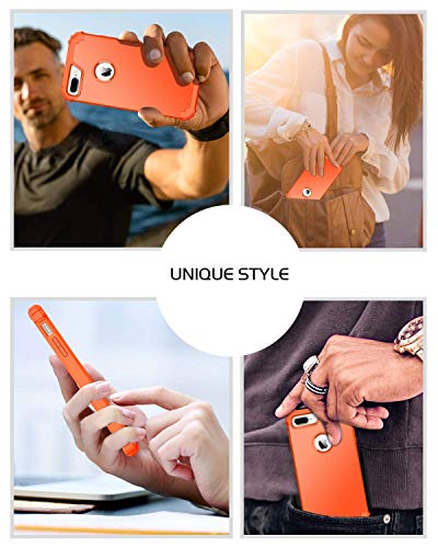 BENTOBEN Case for iPhone 8 Plus, iPhone 7 Plus Case, 3 in 1 Hybrid Hard Plastic Soft Rubber Heavy Duty Rugged Bumper Shockproof Full-Body Protective Phone Cover for iPhone 8 Plus/7 Plus, Coral Orange