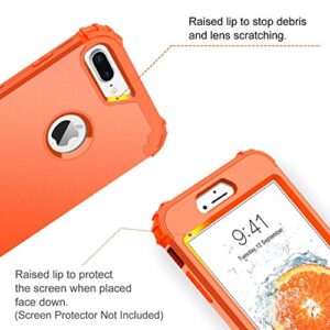 BENTOBEN Case for iPhone 8 Plus, iPhone 7 Plus Case, 3 in 1 Hybrid Hard Plastic Soft Rubber Heavy Duty Rugged Bumper Shockproof Full-Body Protective Phone Cover for iPhone 8 Plus/7 Plus, Coral Orange