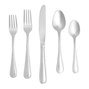 amazon basics 20-piece stainless steel crown flatware set, service for 4, silver