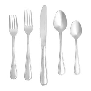 Amazon Basics 20-Piece Stainless Steel Crown Flatware Set, Service for 4, Silver