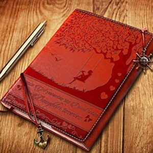 TERAVEX Daughter Gift from Mom or Dad- ''My Little Girl Yesterday My Friend Today My Daughter Forever'' Leather Writing Journal for Women & Teen Girls Christmas Gift Ideas