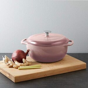 Amazon Basics Enameled Cast Iron Covered Dutch Oven, 4.3-Quart, Light Pink