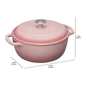 Amazon Basics Enameled Cast Iron Covered Dutch Oven, 4.3-Quart, Light Pink